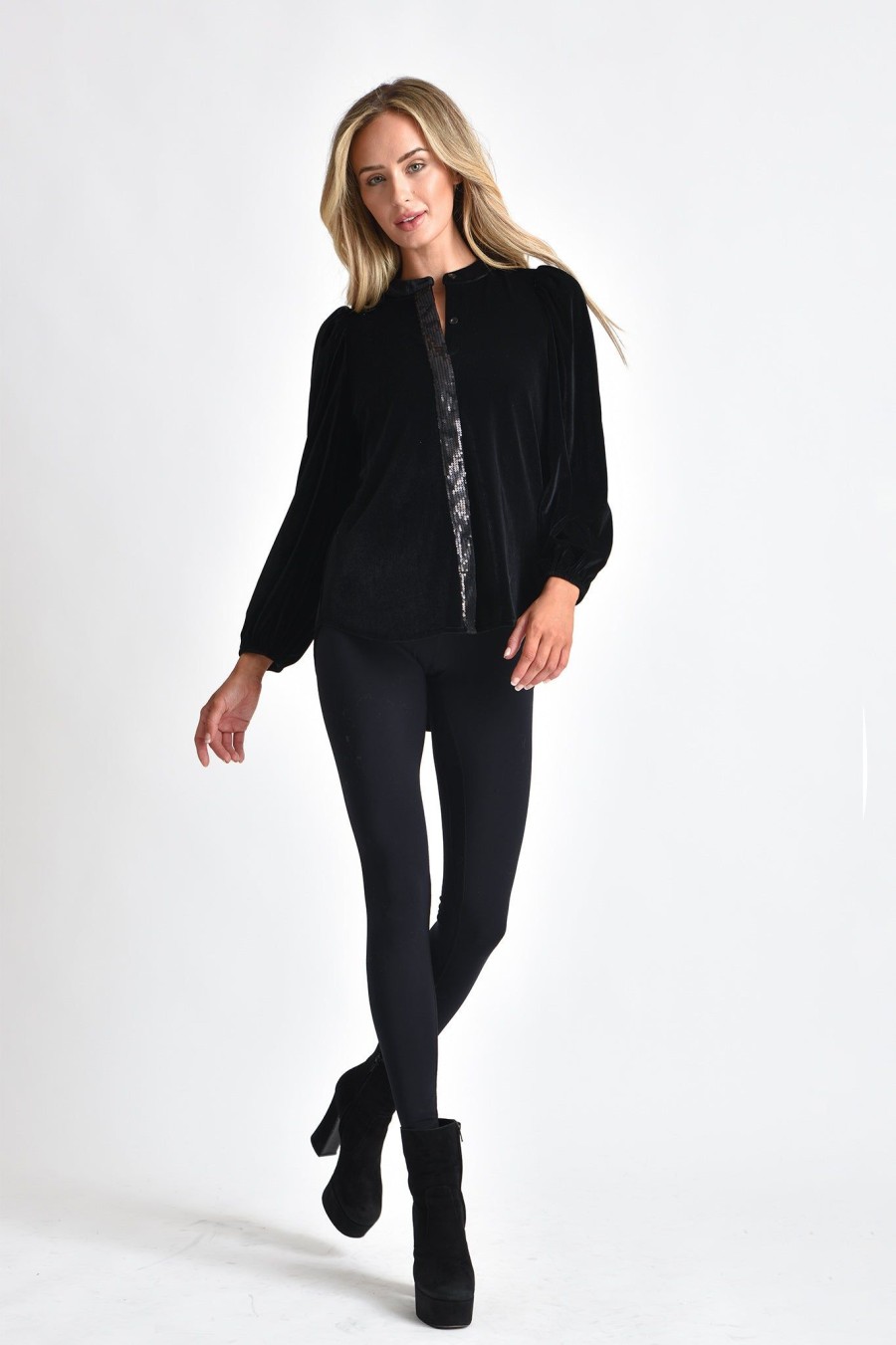 Women Muche & Muchette | Viva Velvet Top Black