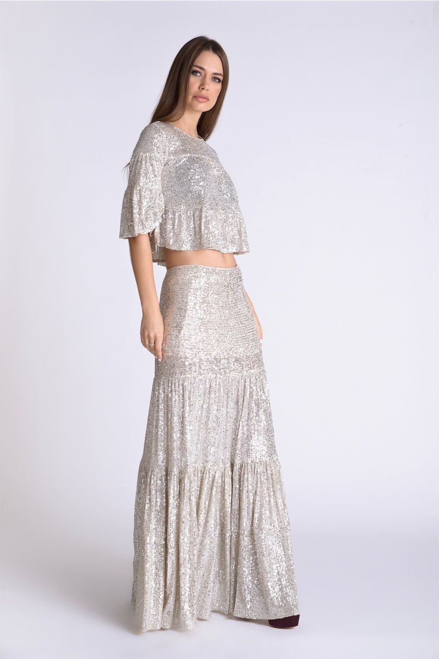 Women Muche & Muchette | Viky Sequin Crop Top Silver