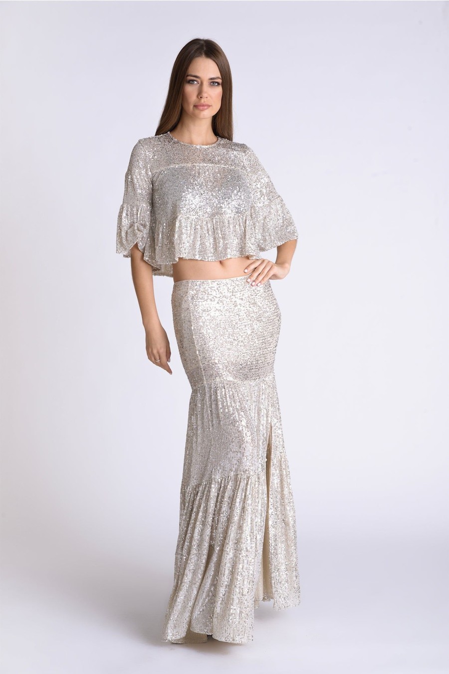 Women Muche & Muchette | Viky Sequin Crop Top Silver